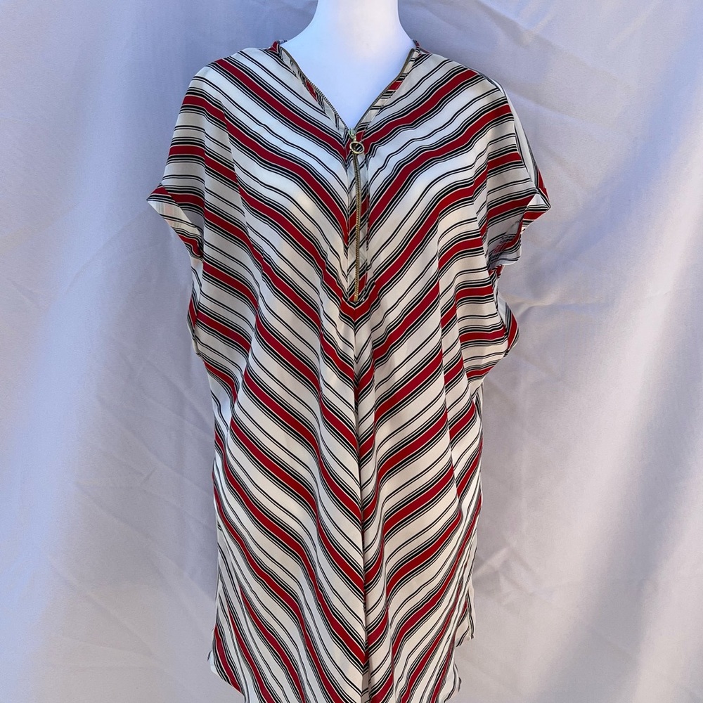 Roz & Ali Striped Blouse - Red, Black, White